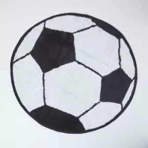 Image of Cotton Tufted Washable Football Children Rug, 80cm - Black & white - Homescapes