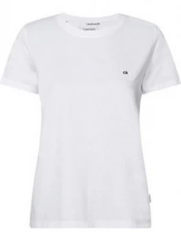 Image of Calvin Klein Small Logo Crew Neck Top - White