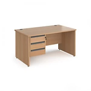 Image of Dams International Straight Desk with Beech Coloured MFC Top and Graphite Frame Panel Legs and 3 Lockable Drawer Pedestal Contract 25 1400 x 800 x 725