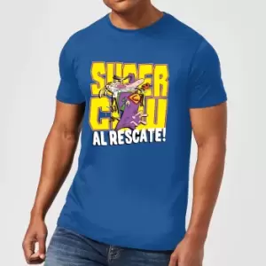 Image of Cow and Chicken Supercow Al Rescate! Mens T-Shirt - Royal Blue - S