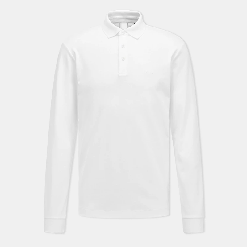 Image of Boss Mens HBB Pado 30 Long-Sleeve Polo Shirt, Iconic Logo Embroidered White 100 male X Small