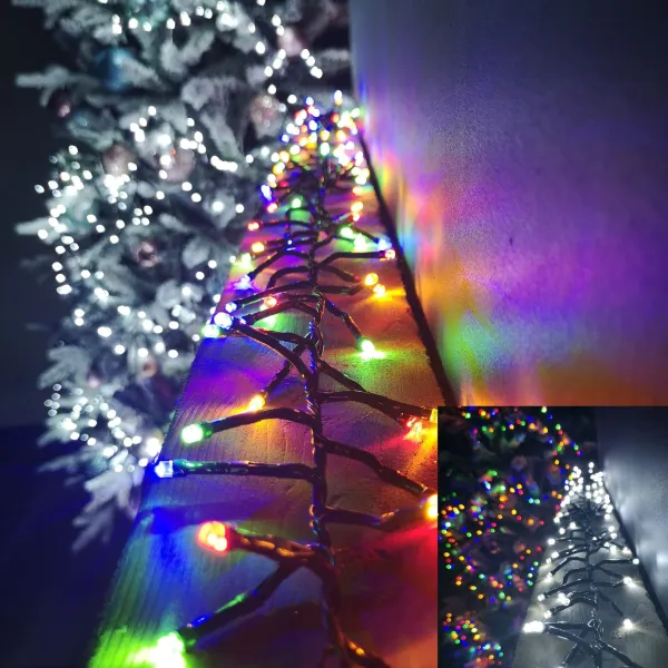 Image of 4.5m White or Multi Colour Colour Changing Connectable Cluster LED Lights Christmas Decorations