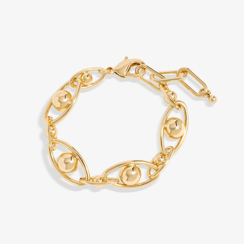 Image of Jon Richard Gold Plated Polished Orb Chain Bracelet Gold