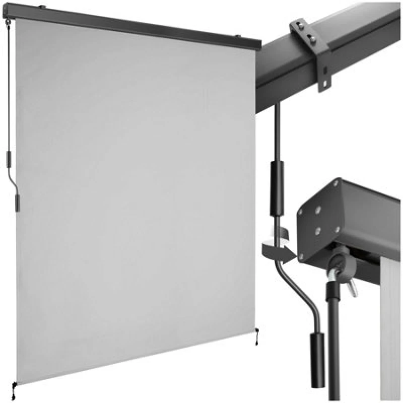 Image of Tectake Vertical Awning Eloise - Installation Materials Included, Retractable, Uv Blocking 160 X 250 Cm - Light Grey