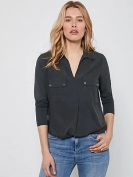 Image of Mint Velvet Utility Pocket Front Tunic Top - Green