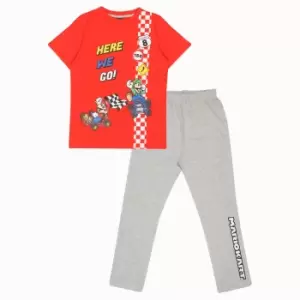 Image of Super Mario Boys Here We Go Pyjama Set (9-10 Years) (Red/Heather Grey)