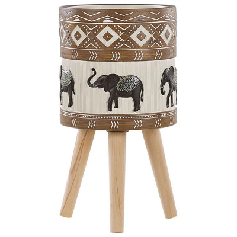 Image of Beliani Elevated Plant Pot Achilio 30 Cm Dark Brown