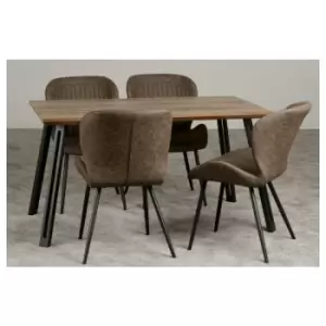 Image of Quebec Straight Edge Dining Set Brown PU Leather Chairs
