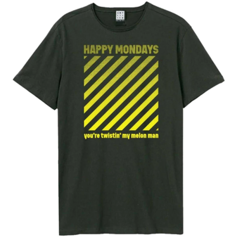 Image of Amplified Mens You're Twistin' My Melon Man Happy Mondays T-Shirt in Charcoal Size: XS Charcoal Male XS