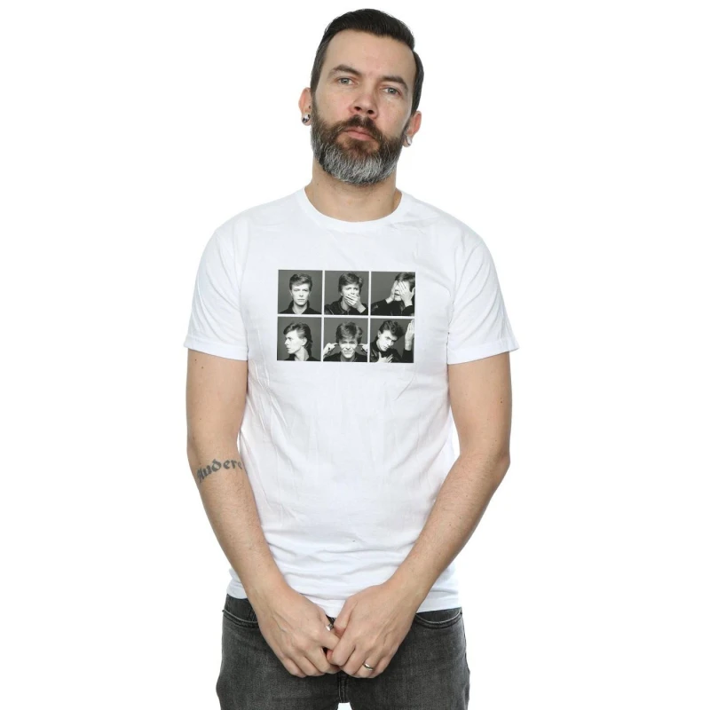 Image of David Bowie David Bowie Men Photo Collage T-Shirt in White Size: Small White S Male 5057981575206