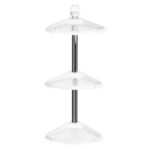 Image of Premier Housewares Corner Shelf Unit Wall Mountable (Screw Fixings)/3 Adjustable Shelves - Aluminium/White