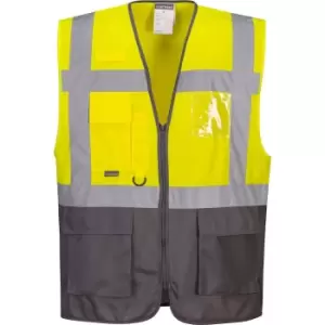 Image of Portwest Warsaw Executive Class 1 Hi Vis Vest Yellow / Grey 3XL