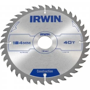 Image of Irwin ATB Construction Circular Saw Blade 184mm 40T 30mm