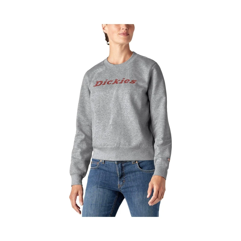 Image of Dickies Heavyweight Wordmark Crew Fleece Dark Grey female