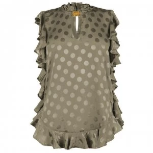 Image of Biba Ruffle Blouse - Khaki