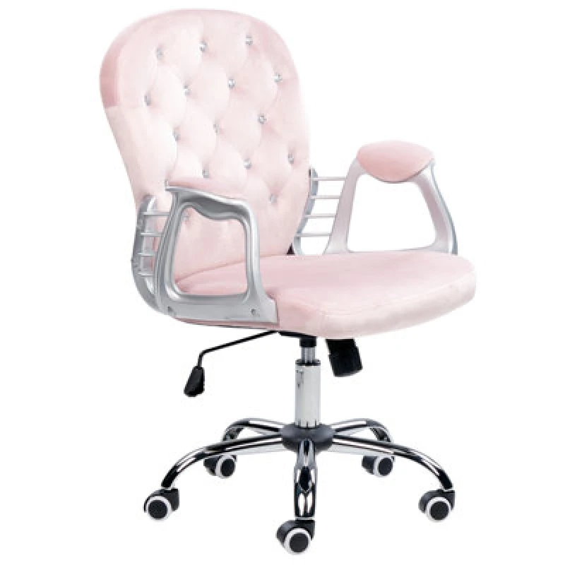 Image of Beliani Desk Chair Princess Velvet Pastel Pink