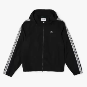 Image of Logo Tape Hooded Jacket with Zip Fastening