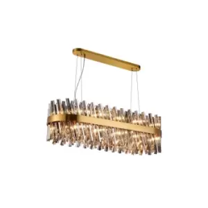 Image of Lysander 24 Light G9, Ceiling Pendant Oblong, Brass, Smoke Item Weight: 22.65kg