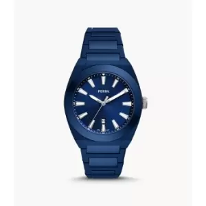 Image of Fossil Mens Everett Three-Hand Date Navy Ceramic Watch - Blue