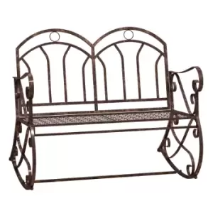 Image of Outsunny Rocking Chair Swing Bench Loveseat Metal Bronze Garden Outdoor