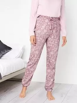 Image of Long Tall Sally Stencil Floral Wide Leg Pj Pant, Black, Size 14-16, Women