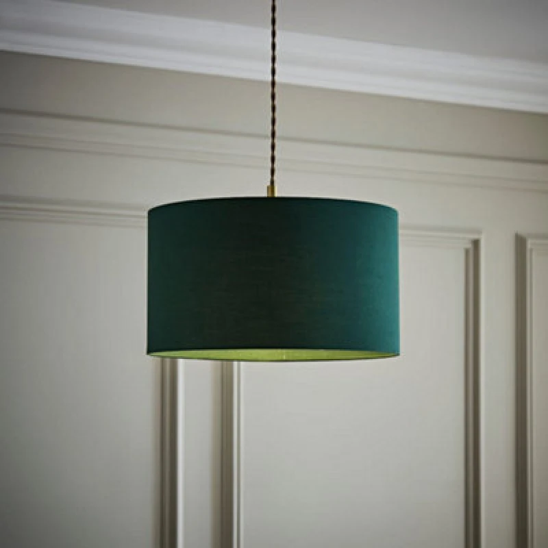 Image of ValueLights Reni Forest Green Fabric Drum Lamp Shade Bottle Green unisex