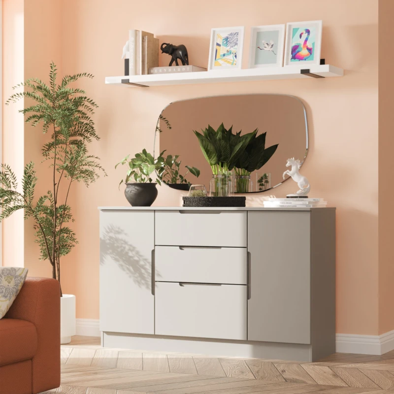 Image of Welcome Furniture Welcome Furniutre Milan 2 Door 3 Drawer Sideboard - Ready Assembled MIL206DGDG