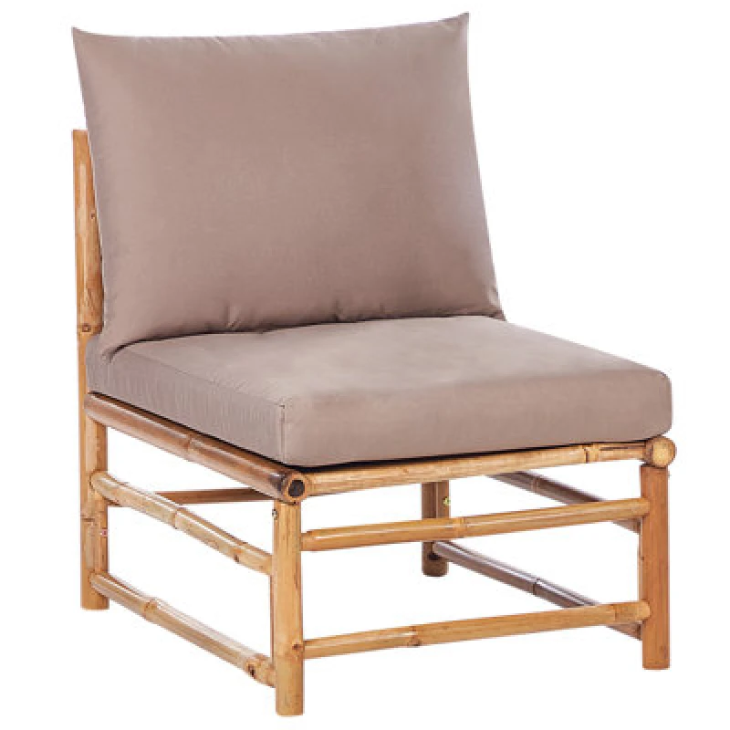 Image of Beliani Garden 1-Seat Section Cerreto Bamboo Wood Taupe