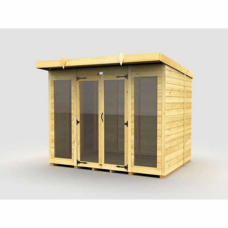 Image of Buttercup Farm 8x6 ft Pent Summer House (Full Height Window) - L178 x W243 x H201cm in Brown Brown Unisex
