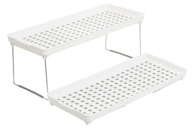 Image of Premier Housewares Adjustable White And Grey Cabinet Racks, Stylish Racks For Kitchen, Durable Robust Racks For Kitchen White