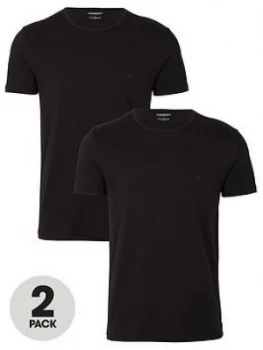 Image of Emporio Armani 2 Pack Cotton Regular Fit T-Shirts Black Size M Men