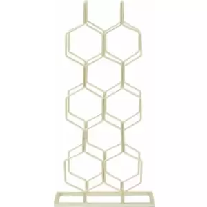 Image of Wine Rack / Racks With Gold Finish Free Standing Metal Wire Wine Storage Holder Geometric Shaped Bottle Rack With Vintage Look 20 x 57 x 28 - Premier