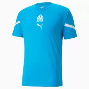 Image of PUMA Om Prematch Mens Jersey, Azure/White, size Small, Clothing