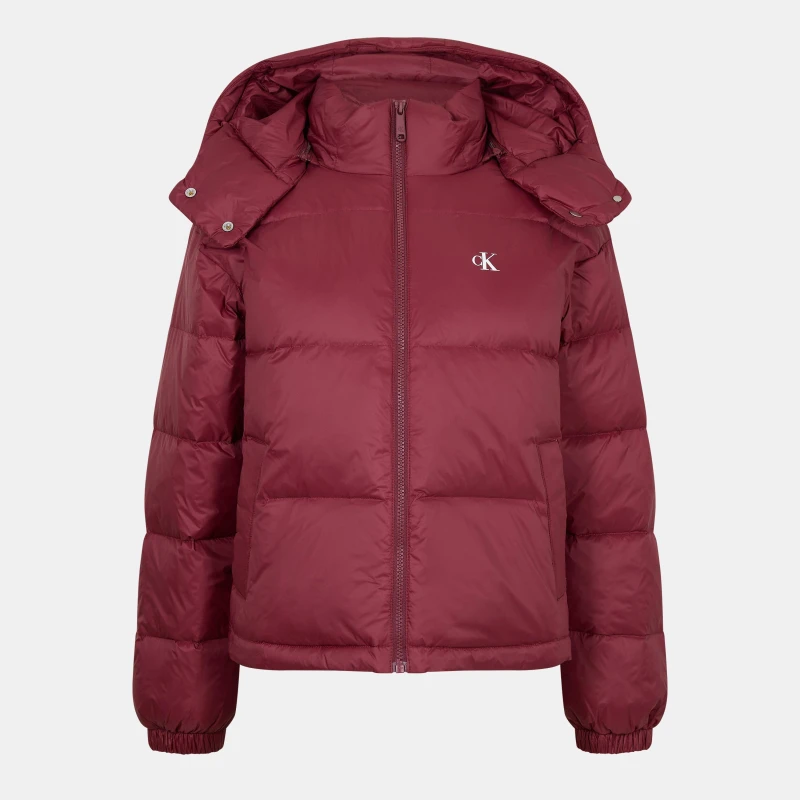 Image of Calvin Klein Jeans Womens CKJ Esl Mid Puff Short Puffer Jacket Tawny Port female 8 (XS)
