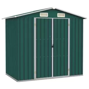 Image of Vidaxl Garden Shed Green 205x129x183cm Galvanised Steel