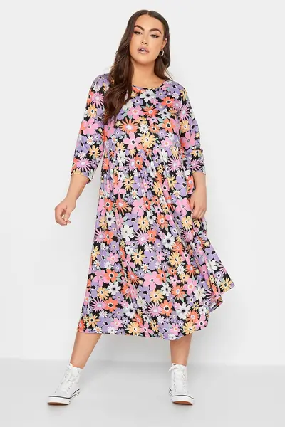 Image of Yours Smock Dress Purple