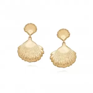 Image of Isla Double Shell 18ct Gold Plate Earrings SE07_GP