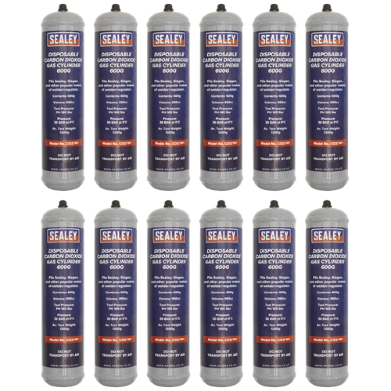 Image of Sealey Gas Cylinder Disposable Carbon Dioxide 600g - Box of 12