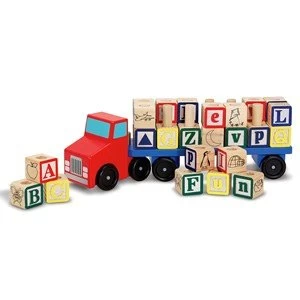 Image of Melissa and Doug Alphabet Blocks Wooden Truck