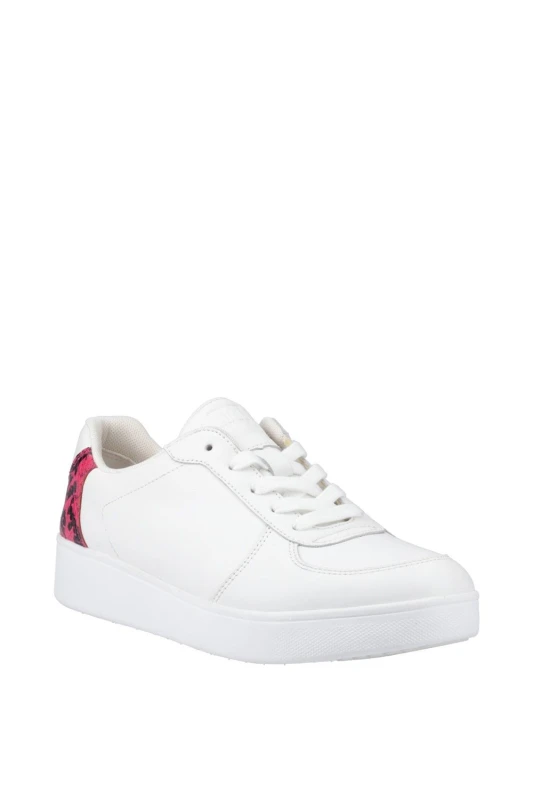 Image of Fitflop Womens Rally Snakeprint Tennis Leather Trainers UK Size 6 (EU 39) Urban White Wild Raspberry FIT105-WHTRA-6