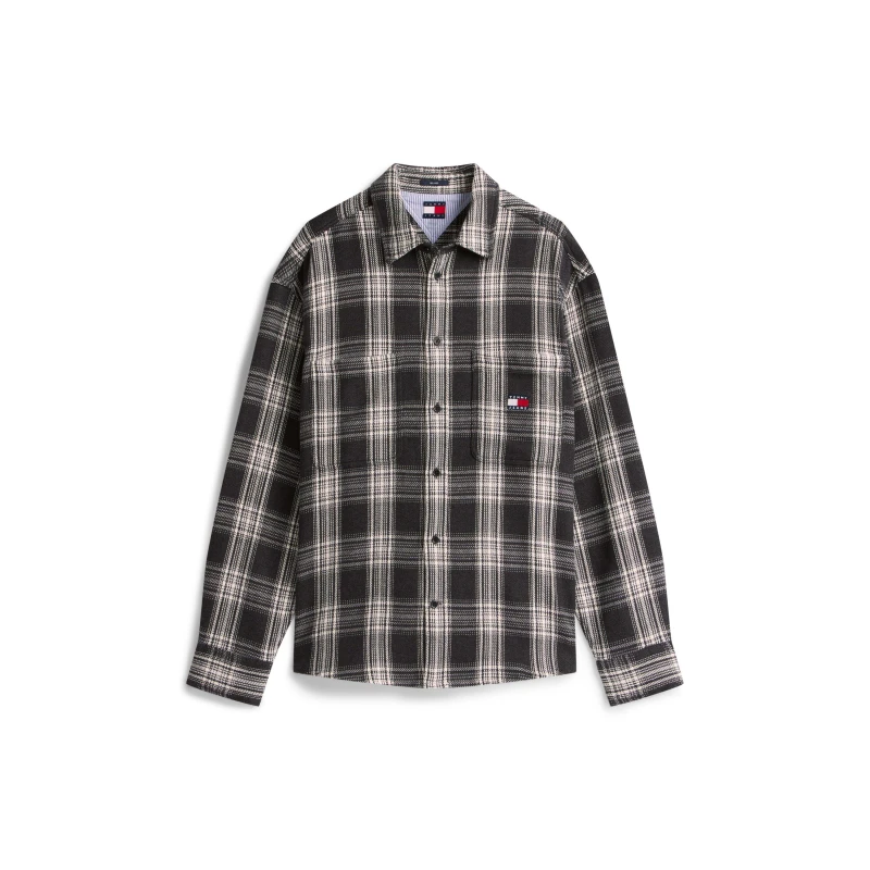 Image of Tommy Jeans Mens Check Brushed Overshirt Black/Check male M