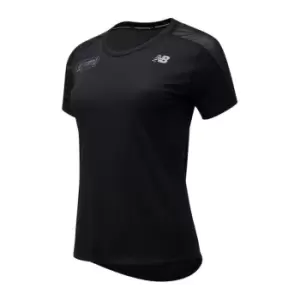 Image of New Balance Virgin London Marathon Impact Run Short Sleeve T Shirt Ladies - Black