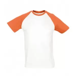 Image of SOLS Mens Funky Contrast Short Sleeve T-Shirt (3XL) (White/Orange)