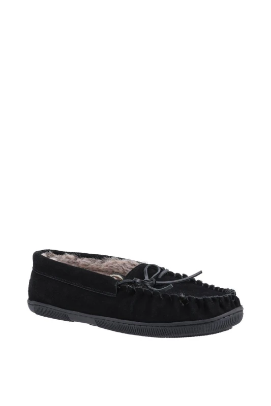 Image of Hush Puppies 'Ace' Suede Classic Slippers Black male