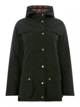 Image of Barbour Blaise Hooded Wax with Liberty Print Lining Khaki