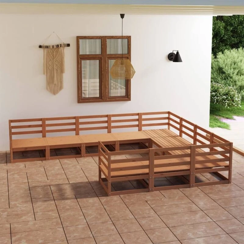 Image of VIDAXL 10 Piece Garden Lounge Set Solid Pinewood Vidaxl 8720286471005