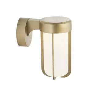 Image of Benevento Outdoor Integrated LED Wall Lamp Brushed Gold Finish & Frosted Glass IP44