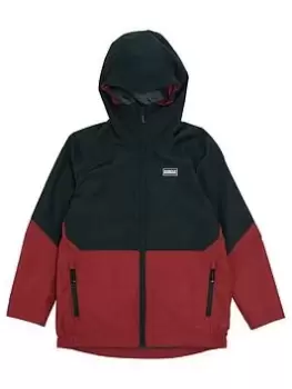 Image of Barbour International Boys Paxton Colour Block Showerproof Jacket - Black, Size Age: 6-7 Years