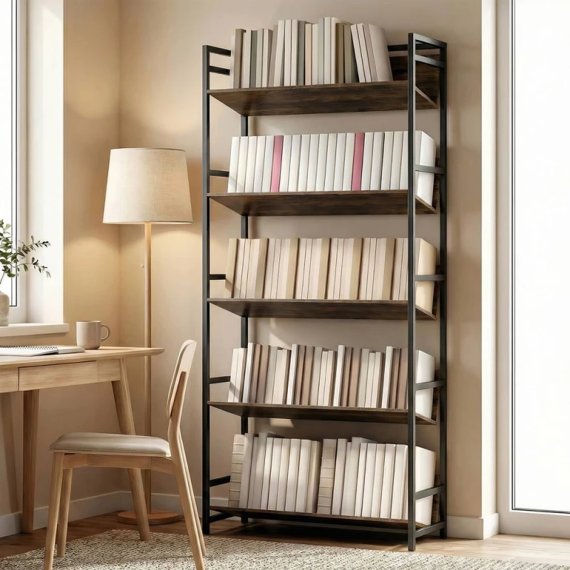 Image of HOMCOM Bookcase Anti Slip Design 5-Tier in Brown Brown Unisex