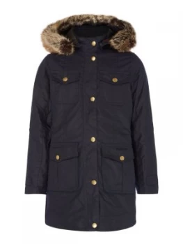Image of Barbour Girls Ashbridge Wax Hooded Parka Blue